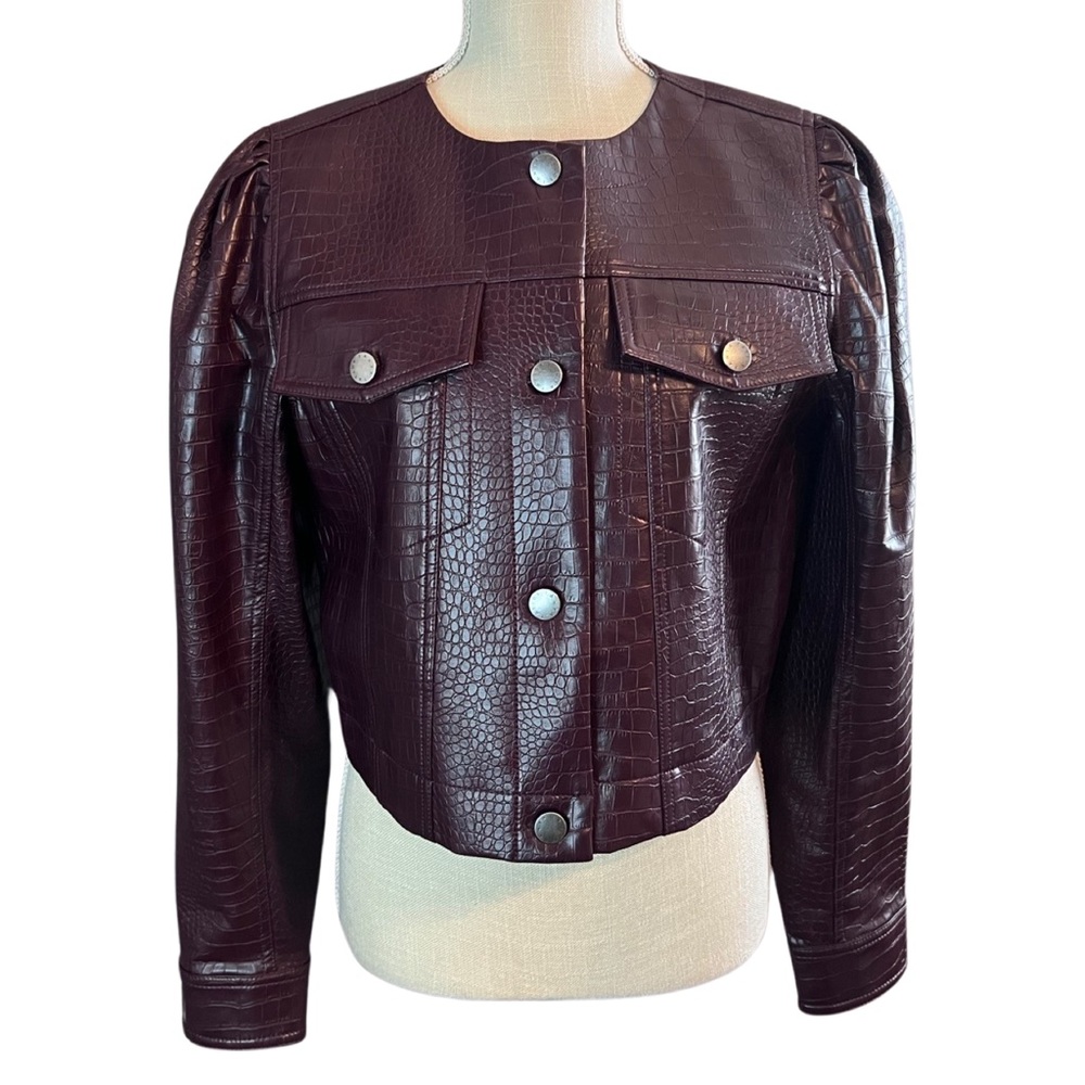 Tanya Taylor Croc Embossed Leather Jacket - Picture 6 of 6
